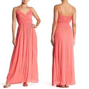 West Kei Gauze Maxi Dress V-Neck Sleevelss Pink